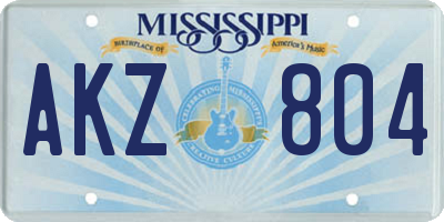 MS license plate AKZ804