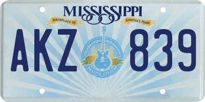 MS license plate AKZ839