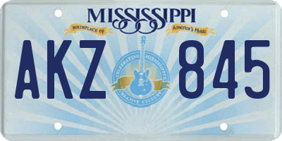 MS license plate AKZ845