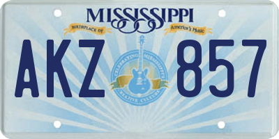 MS license plate AKZ857