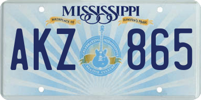 MS license plate AKZ865