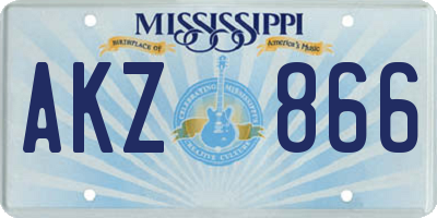 MS license plate AKZ866