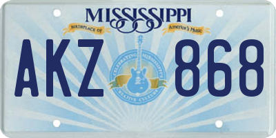 MS license plate AKZ868