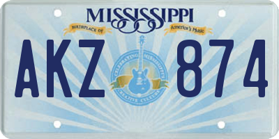 MS license plate AKZ874