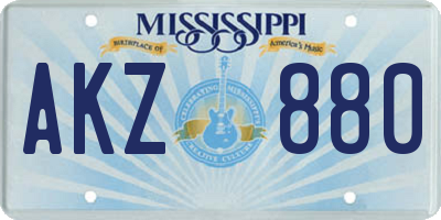 MS license plate AKZ880