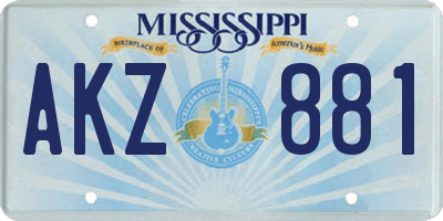 MS license plate AKZ881