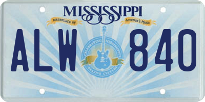 MS license plate ALW840