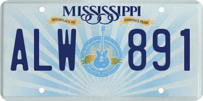MS license plate ALW891