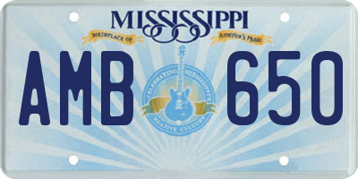 MS license plate AMB650