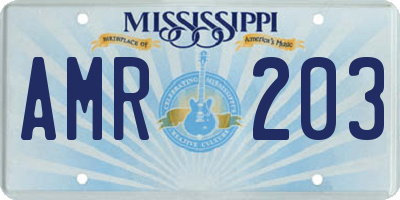 MS license plate AMR203
