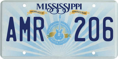 MS license plate AMR206