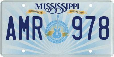 MS license plate AMR978