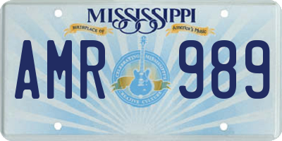 MS license plate AMR989