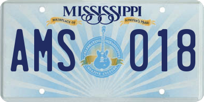 MS license plate AMS018