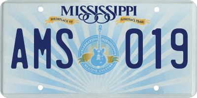 MS license plate AMS019