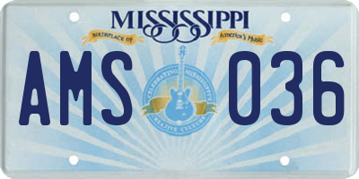 MS license plate AMS036