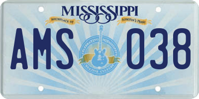 MS license plate AMS038