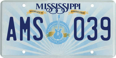 MS license plate AMS039