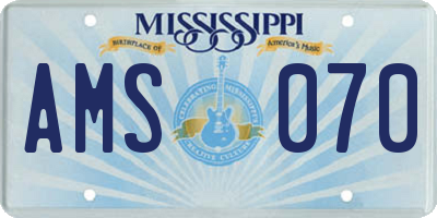 MS license plate AMS070