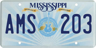 MS license plate AMS203