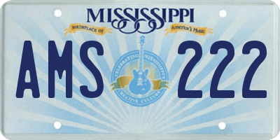 MS license plate AMS222