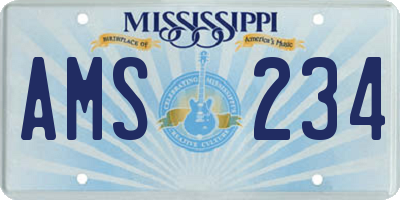 MS license plate AMS234
