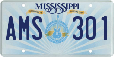 MS license plate AMS301