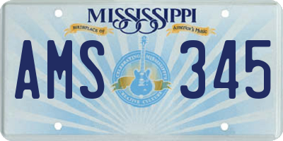 MS license plate AMS345