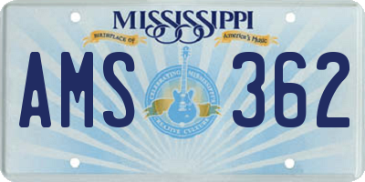 MS license plate AMS362