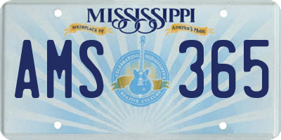 MS license plate AMS365