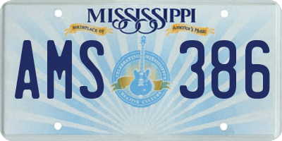 MS license plate AMS386