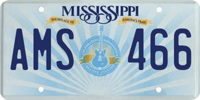 MS license plate AMS466