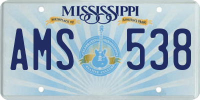 MS license plate AMS538