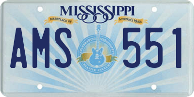 MS license plate AMS551