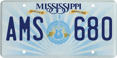 MS license plate AMS680