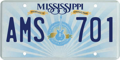 MS license plate AMS701