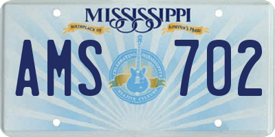 MS license plate AMS702