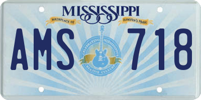 MS license plate AMS718