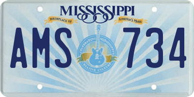 MS license plate AMS734