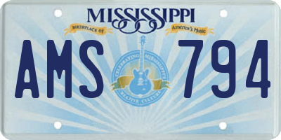 MS license plate AMS794