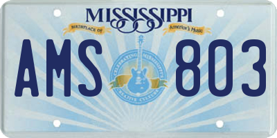 MS license plate AMS803
