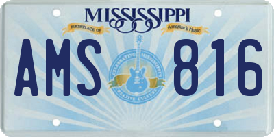 MS license plate AMS816