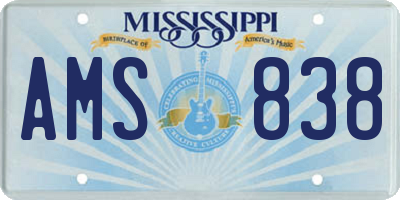 MS license plate AMS838