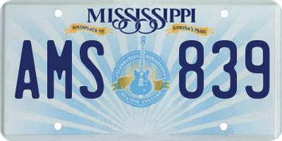 MS license plate AMS839