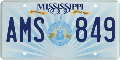 MS license plate AMS849