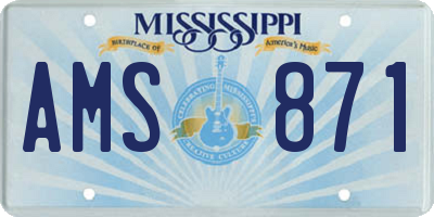 MS license plate AMS871