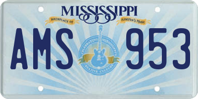 MS license plate AMS953