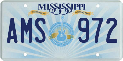 MS license plate AMS972
