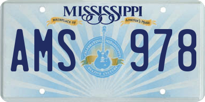 MS license plate AMS978