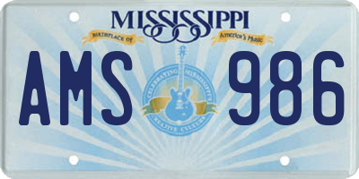 MS license plate AMS986
